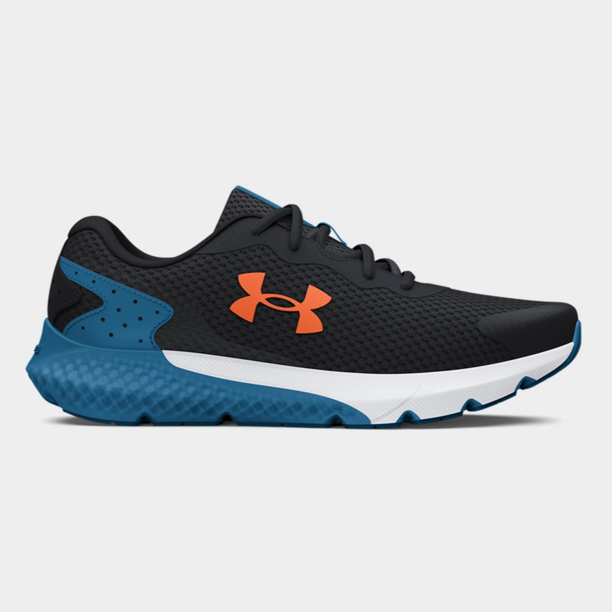 Under Armour Black/Cosmic Blue/Orange Blast Charged Rogue 3 Childrens Sneaker