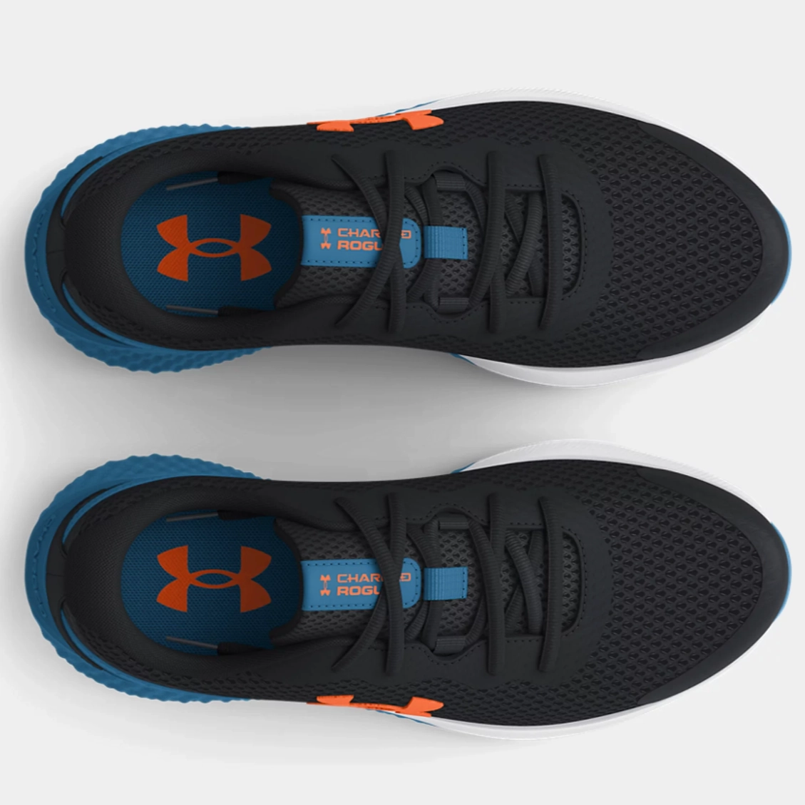 Under Armour Black/Cosmic Blue/Orange Blast Charged Rogue 3 Childrens Sneaker
