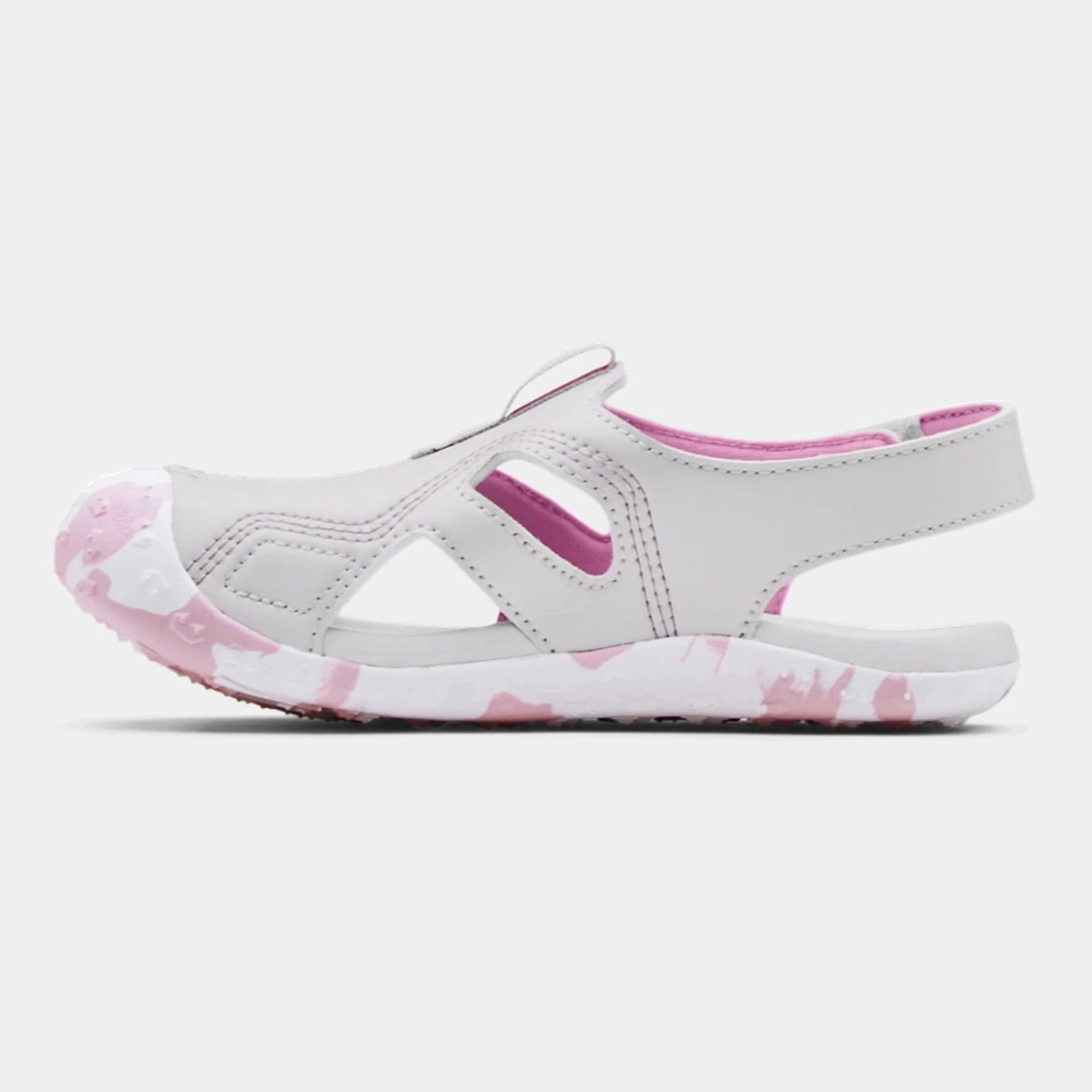 Under Armour Halo Grey/Stellar Pink/White Fat Tire Defender Childrens Sandal