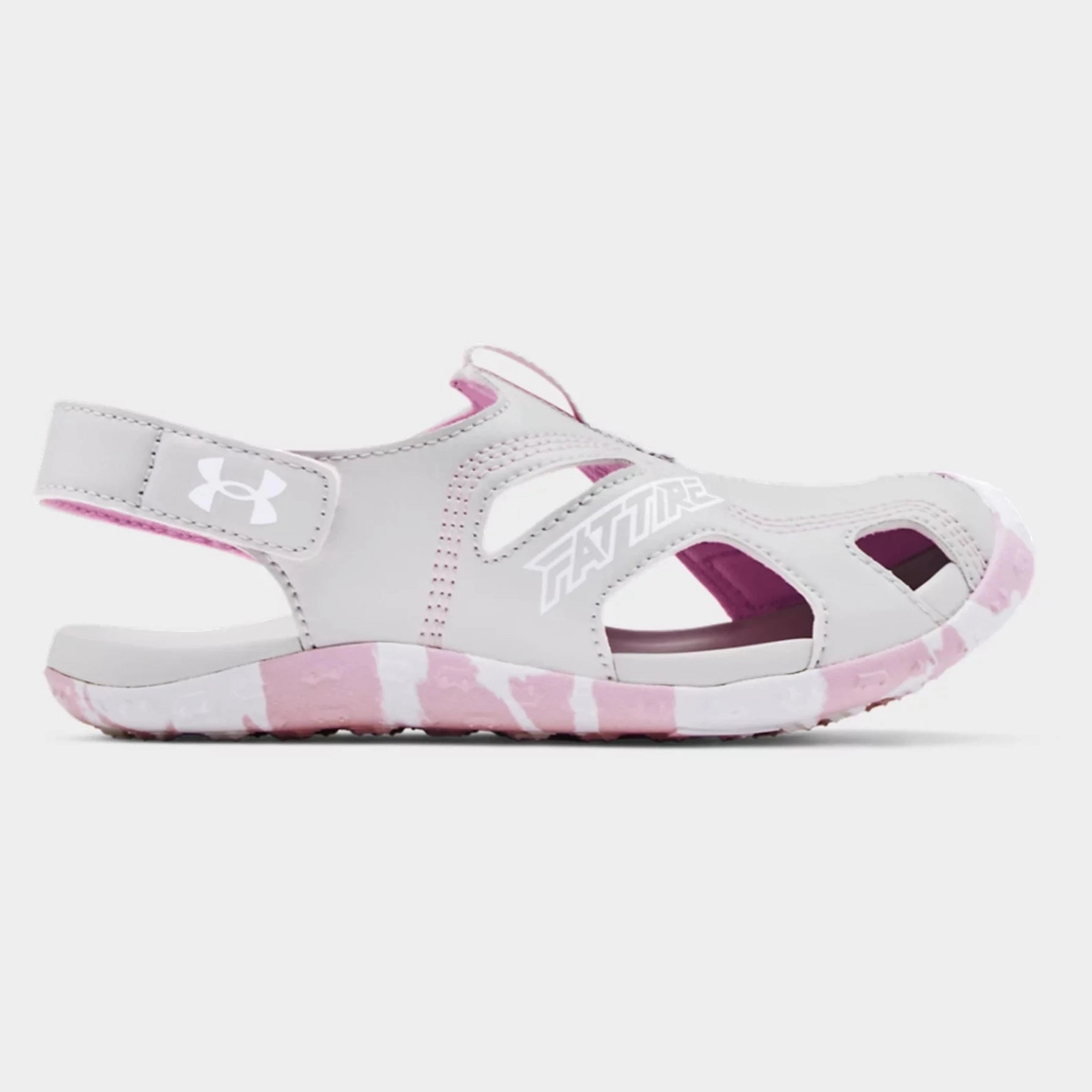 Under Armour Halo Grey/Stellar Pink/White Fat Tire Defender Childrens Sandal