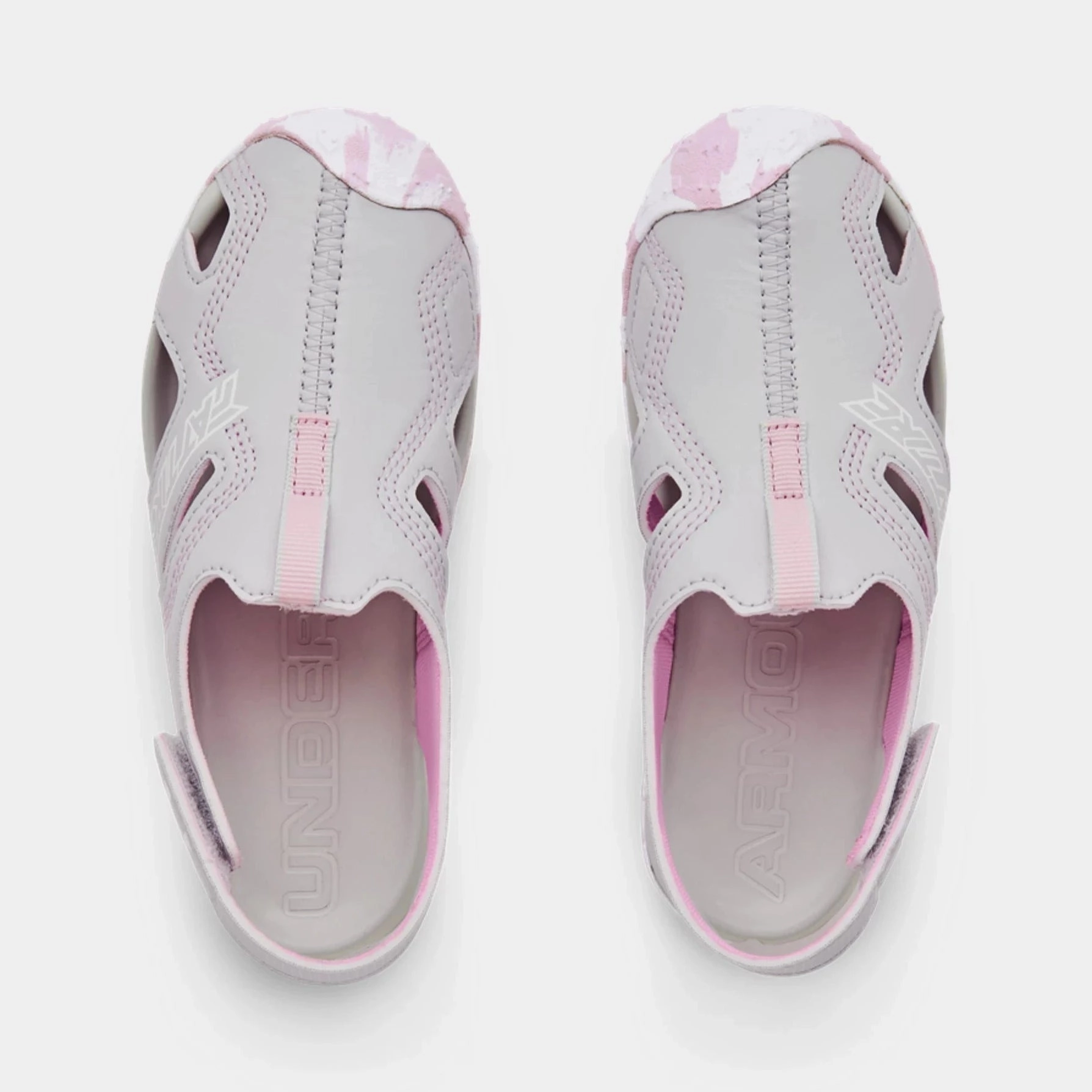 Under Armour Halo Grey/Stellar Pink/White Fat Tire Defender Childrens Sandal