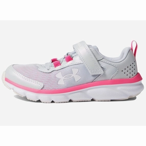 Under Armour Halo Grey/White/Pink Note Assert 9 Pearl Childrens Sneaker