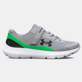 Under Armour Mod Grey/Green Screen/Black Surge 3 A/C Childrens Sneaker