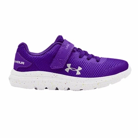 Under Armour Purple Zest/White/Metallic Silver Surge 2 Fade Childrens Sneaker