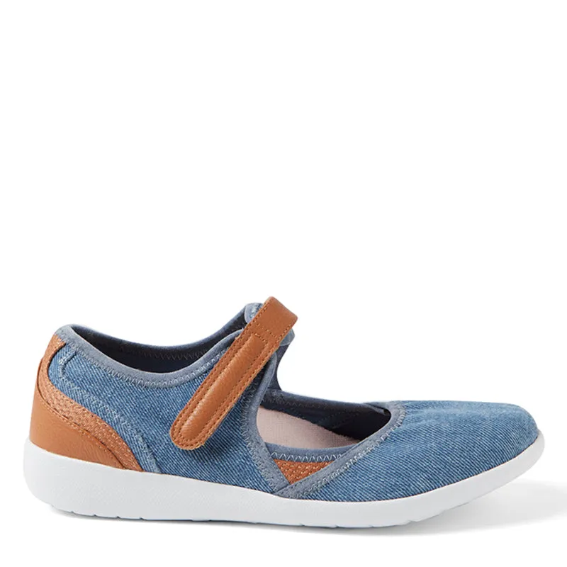USHERY XF - BLUE DENIM-DARK TAN FABRIC FS