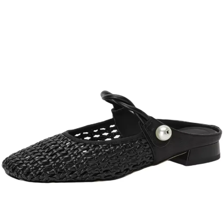 USS Shoes Angela Women's Low Heel Square Toe Hollow Mules