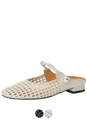 USS Shoes Angela Women's Low Heel Square Toe Hollow Mules