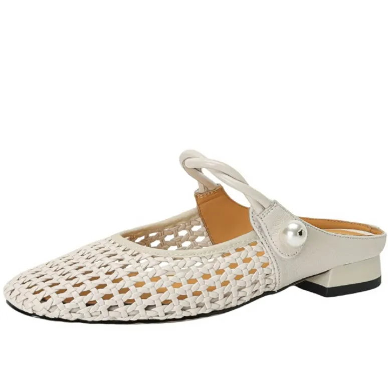 USS Shoes Angela Women's Low Heel Square Toe Hollow Mules
