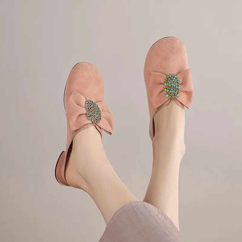 USS Shoes Larent Women's Round Toe Low Heels Leather Mules