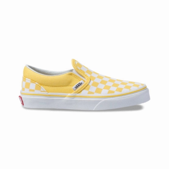 VANS Pale Yellow/White Checkerboard Classic Slip-On Children's Sneaker