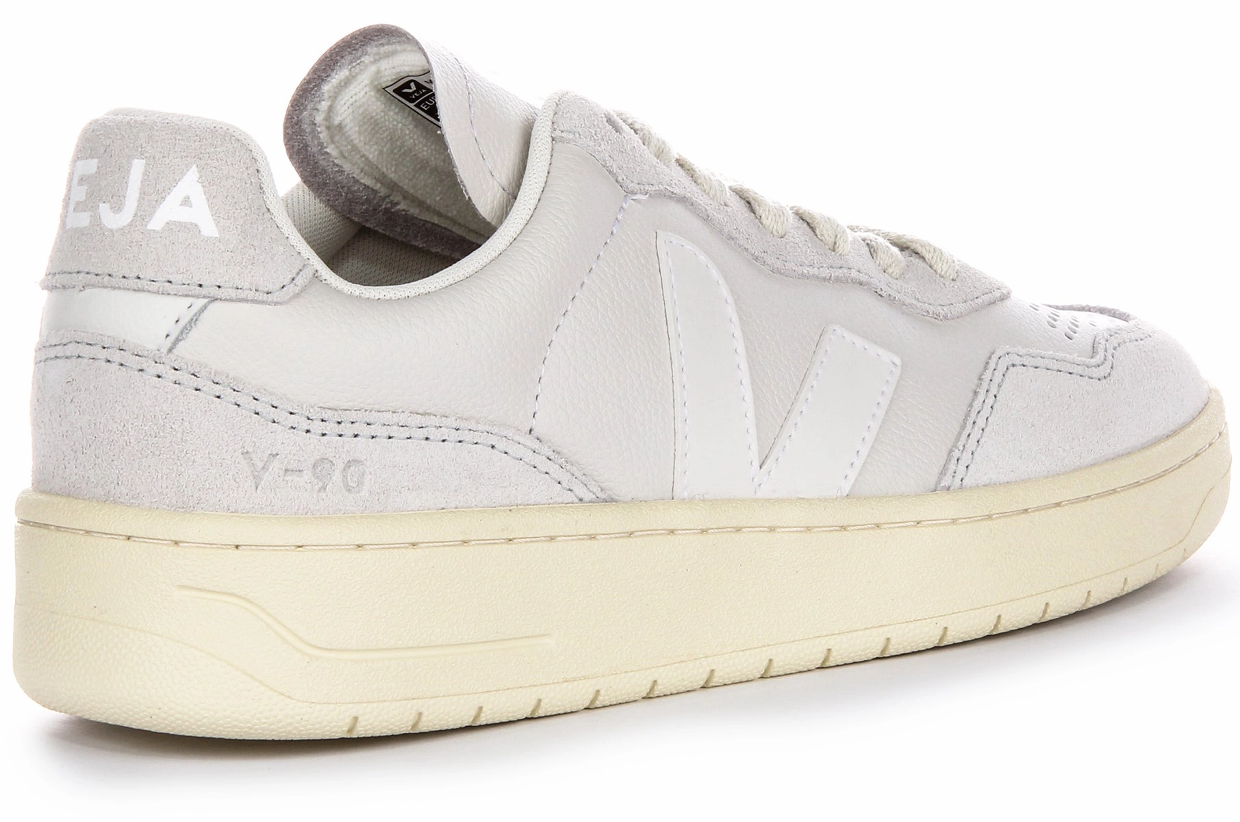 Veja V 90 Leather Trainers In Light Grey For Men