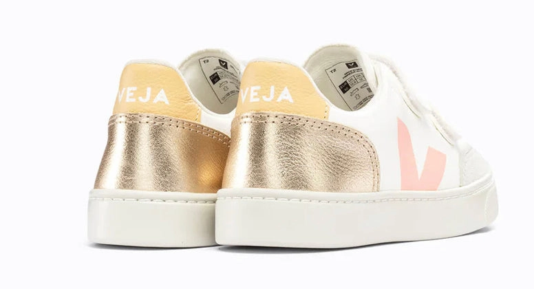 Veja White Multico Platino Girls Velcro Sneakers