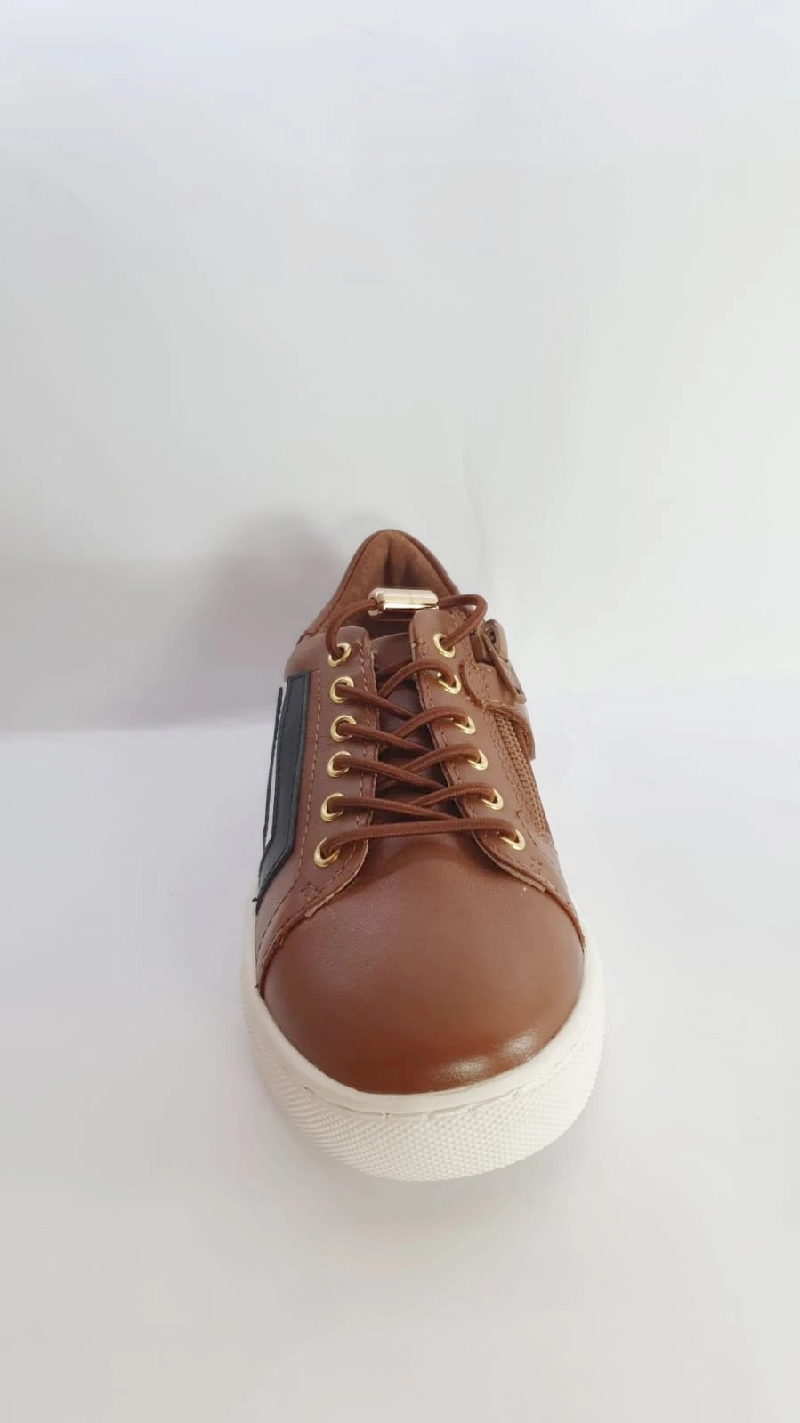 Venettini Ash Brown Laceup Leather Sneakers