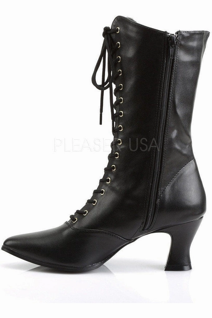 VICTORIAN-120 Ankle Boot | Black Faux Leather