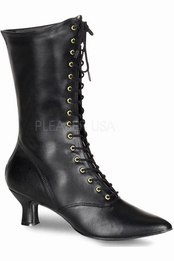 VICTORIAN-120 Ankle Boot | Black Faux Leather
