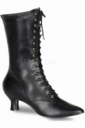 VICTORIAN-120 Ankle Boot | Black Faux Leather