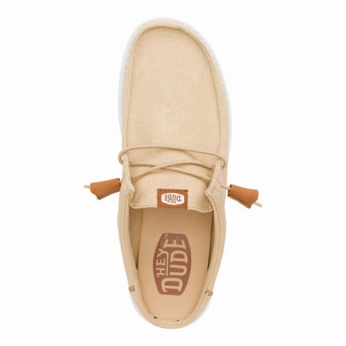 Wally Slip Stretch Canvas - Tan/White