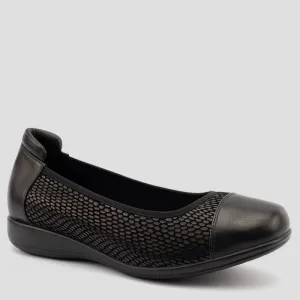 WALNUT STRETCH XW - BLACK SNAKE STRETCH FLATS