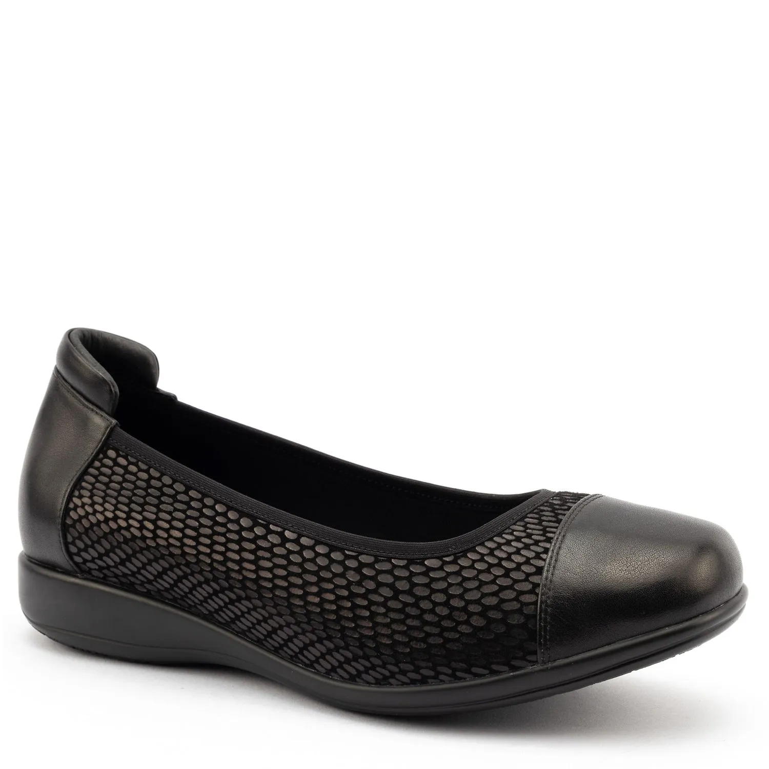 WALNUT STRETCH XW - BLACK SNAKE STRETCH FLATS