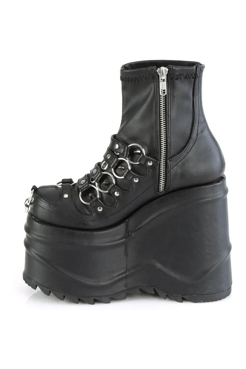 WAVE-110 Ankle Boot | Black Faux Leather