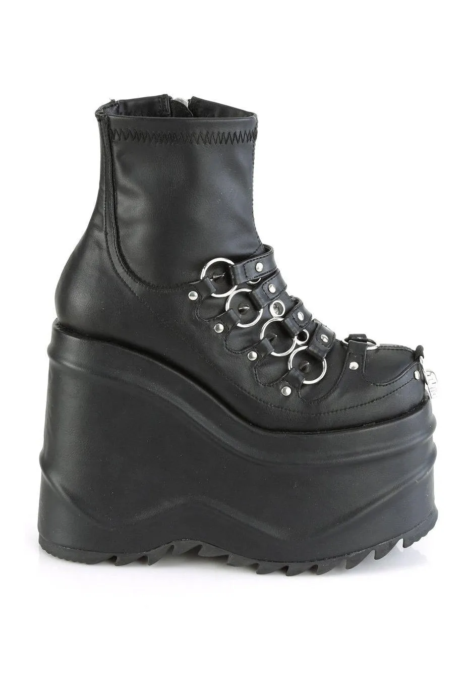 WAVE-110 Ankle Boot | Black Faux Leather