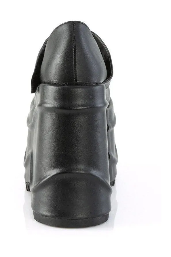 WAVE-32 Mary Jane | Black Faux Leather