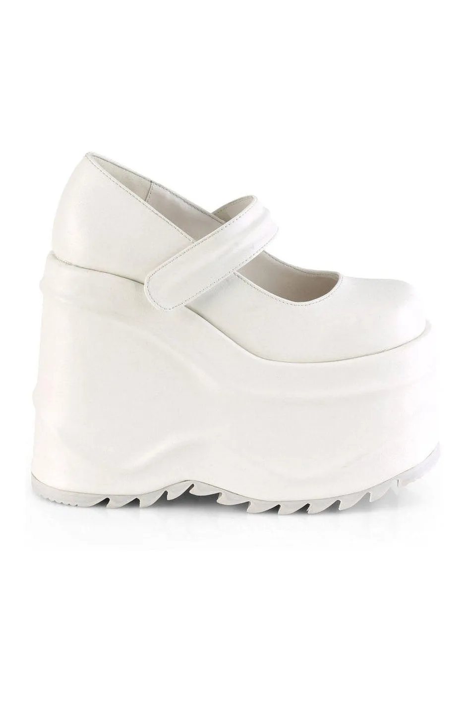 WAVE-32 Mary Jane | White Faux Leather