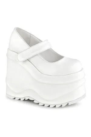 WAVE-32 Mary Jane | White Faux Leather