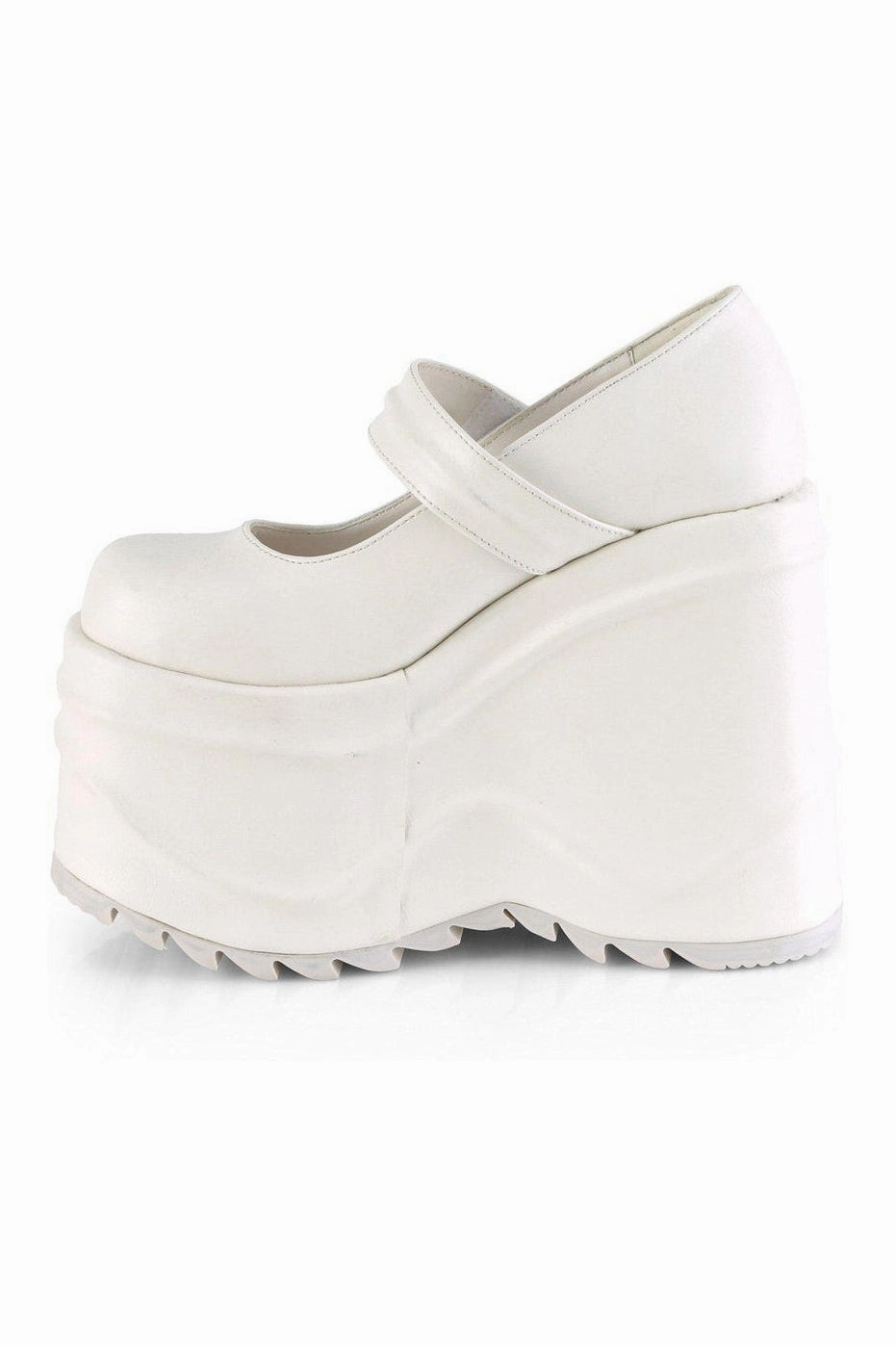 WAVE-32 Mary Jane | White Faux Leather
