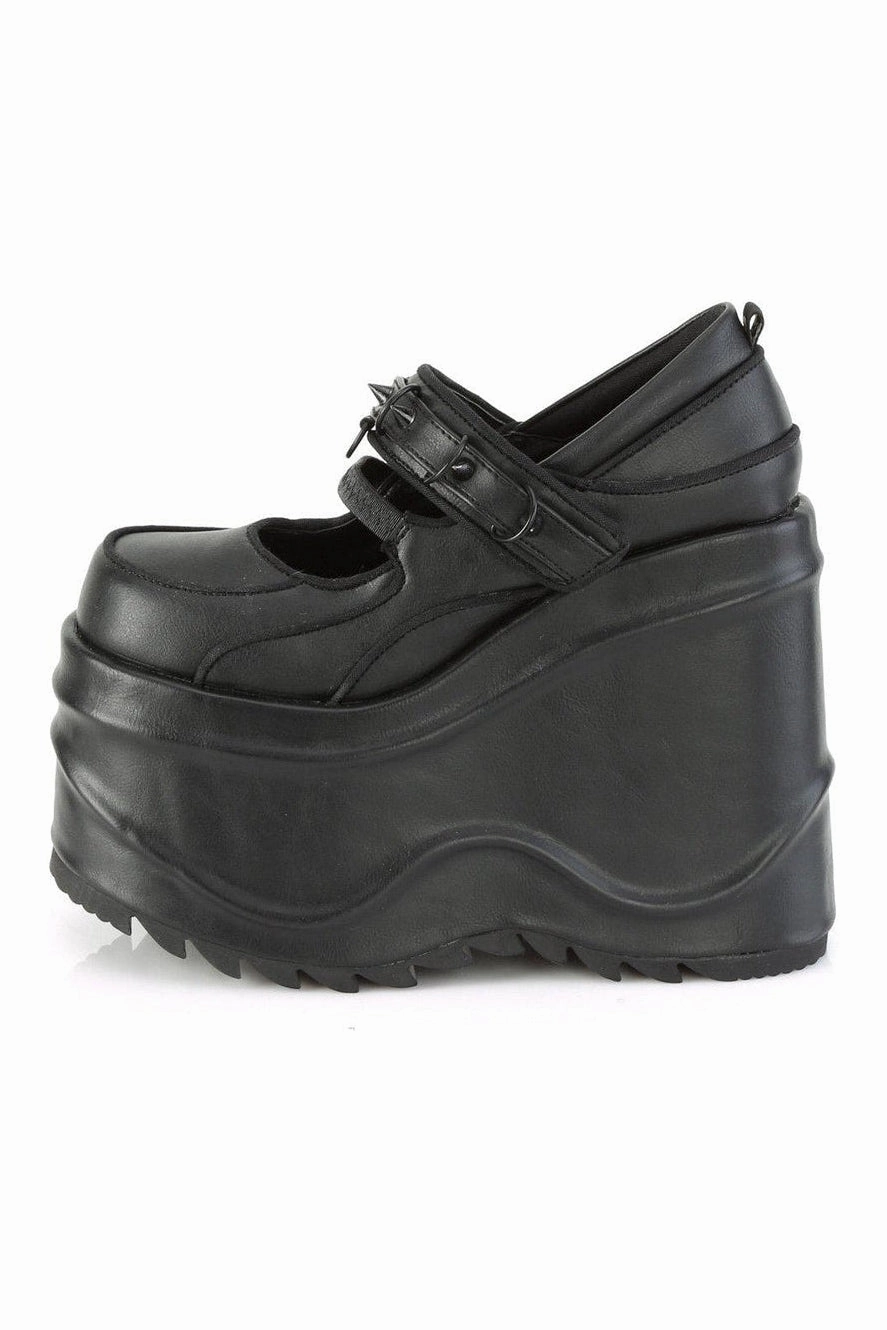 WAVE-48 Mary Jane | Black Faux Leather
