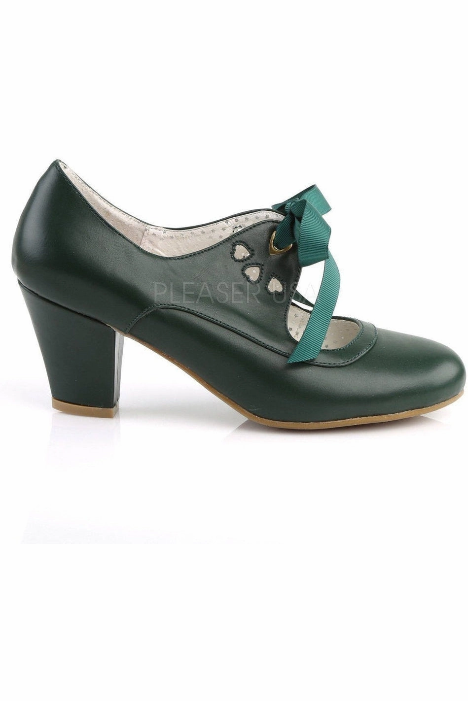 WIGGLE-32 Pump | Green Faux Leather