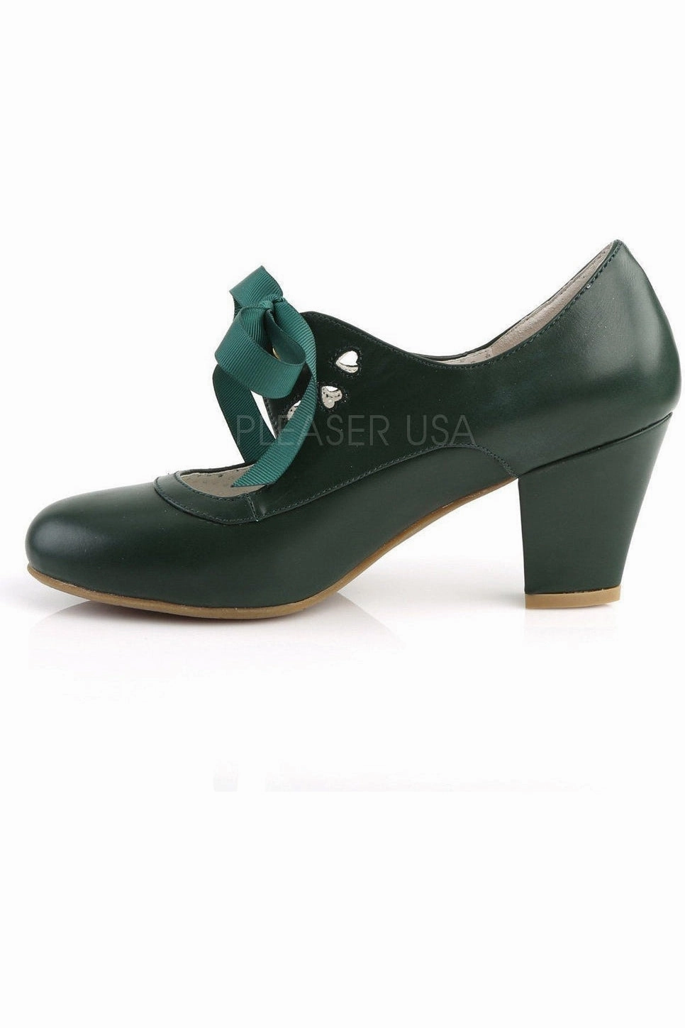 WIGGLE-32 Pump | Green Faux Leather