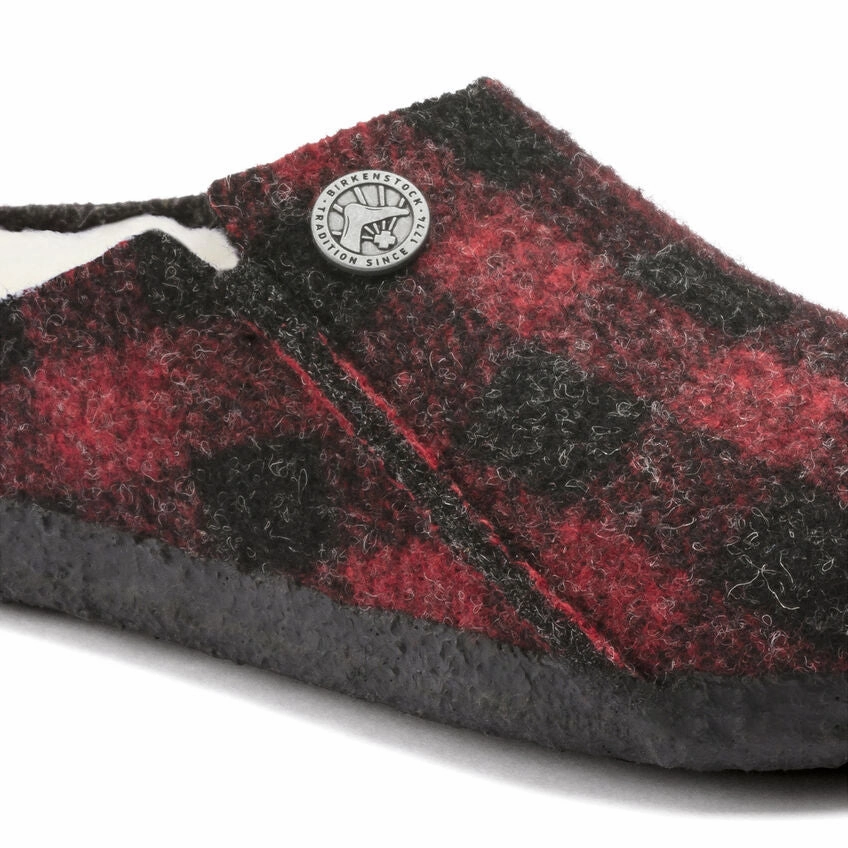 Zermatt Kids - Plaid Red Wool Felt Shearling||Zermatt pour enfants - Feutre de laine et fourrure cossais rouge