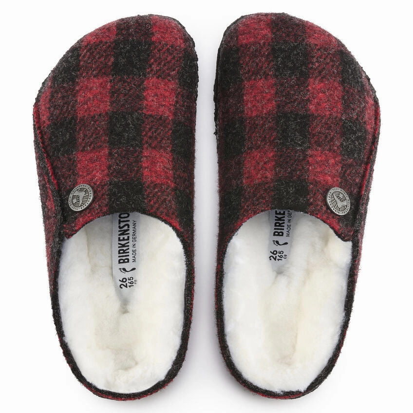 Zermatt Kids - Plaid Red Wool Felt Shearling||Zermatt pour enfants - Feutre de laine et fourrure cossais rouge