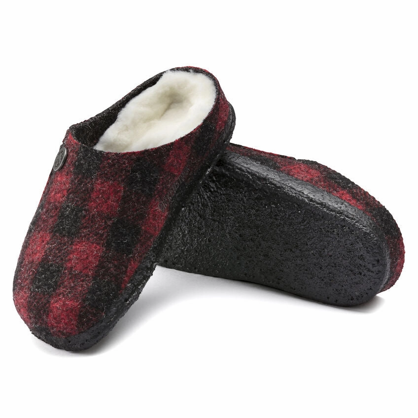 Zermatt Kids - Plaid Red Wool Felt Shearling||Zermatt pour enfants - Feutre de laine et fourrure cossais rouge